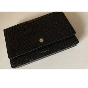 Theory Small Black Wallet Card Case With Flap